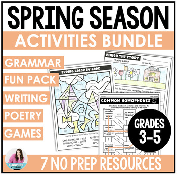 Preview of Spring Activities Bundle - Grammar, Creative Writing, & Puzzles - 3rd, 4th, 5th