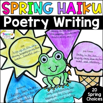Spring Haiku Poetry Writing Template Bulletin Board | Poetry Month Writing