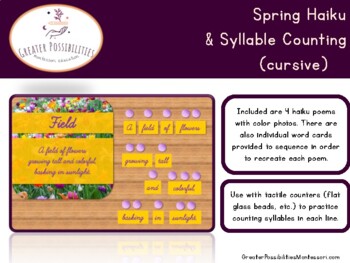 Preview of Spring Haiku and Syllable Counting (cursive)