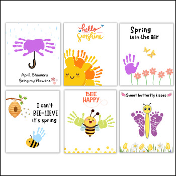 Preview of Spring Handprint Craft Bundle -- Printable DIY Spring Craft Activities