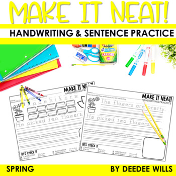 Preview of Spring Handwriting Letter Tracing & Spring Sentence Writing Practice Worksheets