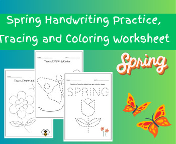 Preview of Spring Handwriting Practice ,Tracing and Coloring