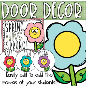 Preview of Spring Flowers Blooming Door Decorations Bulletin Board Display EDITABLE