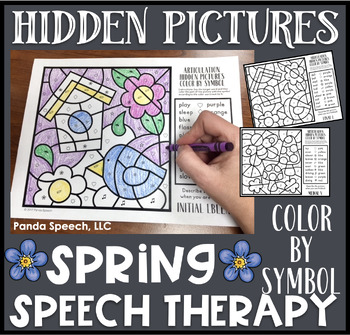 Preview of Spring Color by Symbol Hidden Images BUNDLE! Speech Therapy