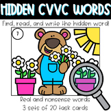 Spring Hidden Word Phonics Task Cards - Real and Nonsense 