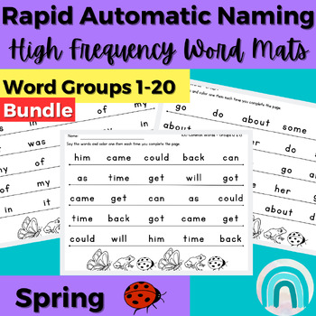 Preview of Spring High Frequency Words Sight Word Rapid Automatic Naming Activities 1-20
