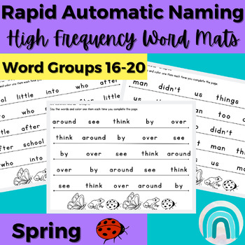 Preview of Spring High Frequency Words Sight Word Rapid Automatic Naming Activities 16-20