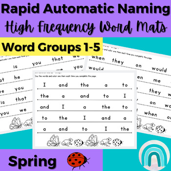 Preview of Spring High Frequency Words Sight Words Rapid Automatic Naming Activities 1-5