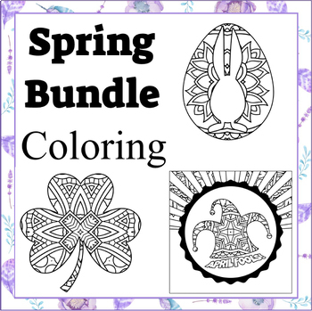 Preview of Spring Holiday Theme Mandala Coloring Book BUNDLE