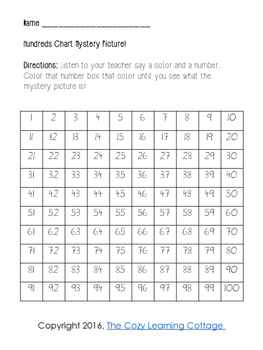 spring hundreds chart mystery pictures number recognition