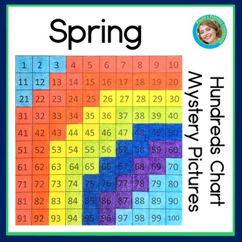 Preview of Spring 100s Chart Math Numbered and Blank 100 Chart Mystery Picture Worksheets