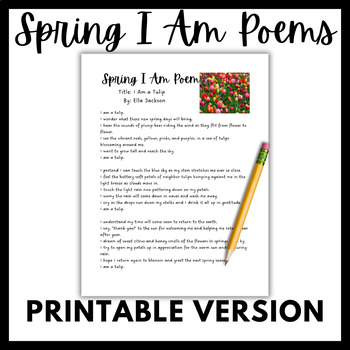 Preview of Spring I Am Poem