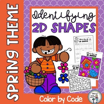 Preview of Spring Identifying 2D Shapes Color by Code 
