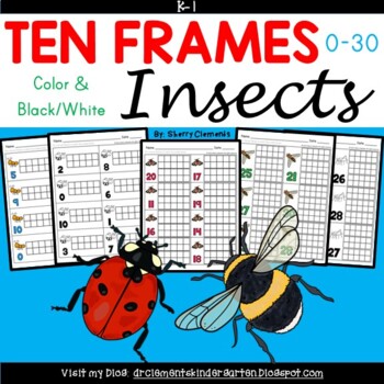 Preview of Spring Insects Ten Frames | Summer | Worksheets | Math Center