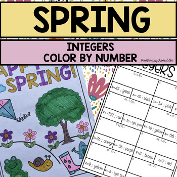 Preview of Spring Integers Color by Number Activity for 7th Grade Math