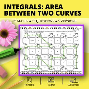 Preview of Spring: Integrals Area Between Curves Maze Activity