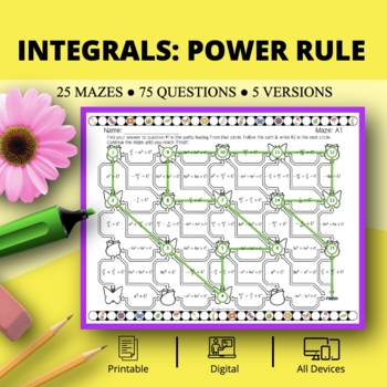 Preview of Spring: Integrals Power Rule Maze Activity