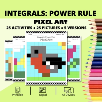 Preview of Spring: Integrals Power Rule Pixel Art Activity