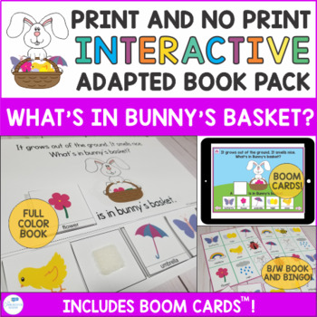 Preview of Spring Interactive Book with Boom Cards - What's in Bunny's Basket?