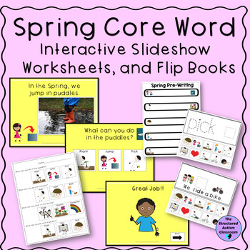 Preview of Spring Interactive Slideshow with Worksheets and Flip Books for Special Ed