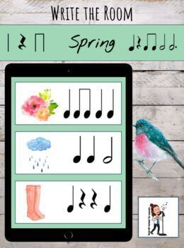 Preview of Spring Interactive Write the Room Printables / Rhythm Search for Google Slides