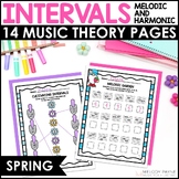 Spring Intervals Music Worksheets - Melodic & Harmonic 2nd