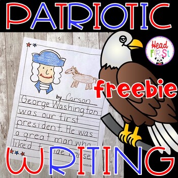 Preview of FREE Patriotic Lined Writing Paper Prompts and Outlines for 1st Grade