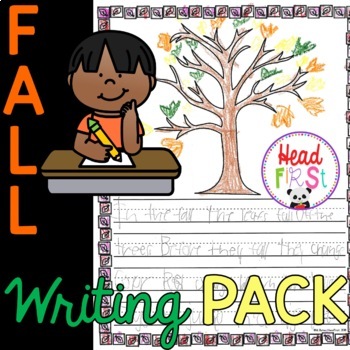 Preview of Fall Writing Paper Journal Prompts and Outlines for 1st Grade
