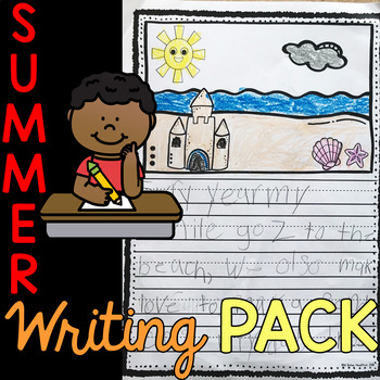 Preview of Summer Writing Paper for Journals with Prompts and Outlines for 1st Grade