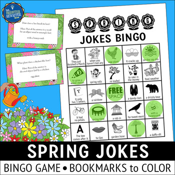 Preview of Spring Jokes Bingo Game and Bookmarks to Color