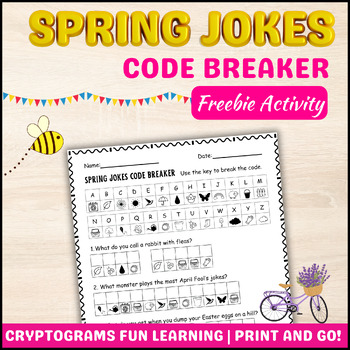 Preview of Spring Jokes Cryptogram Code Breaker Activity Worksheet for Spring 2024 FREEBIE