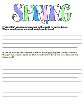 Preview of Spring Journal Prompts