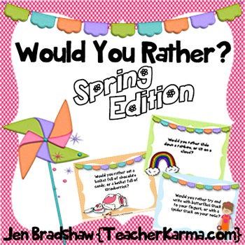 Spring Journal Writing Prompts, WOULD YOU RATHER? by Teacher Karma