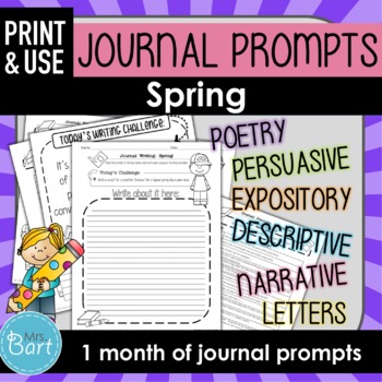 Spring Journal Writing Prompts (with different types of writing) by Mrs ...