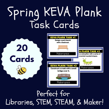 Preview of Spring KEVA Plank Makerspace Task Cards for Library, STEM, and STEAM