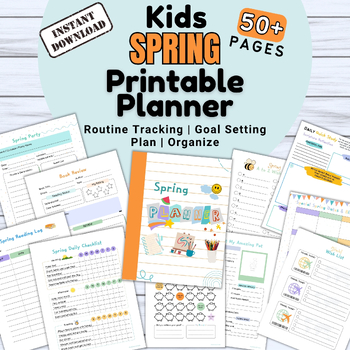 Preview of Spring Kids Planner | Spring Break Goals | Bible Study | Routine Tracker