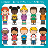 Spring Kids Standing Clipart