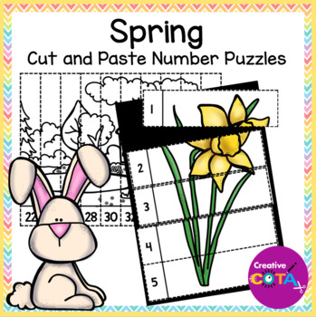 Preview of Occupational Therapy or Math Center Spring Cutting Practice Number Order Puzzles
