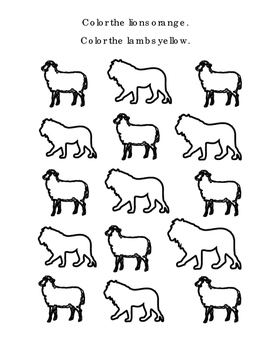 Spring Kindergarten Math Classifying Lions Lambs Orange Yellow Coloring ...