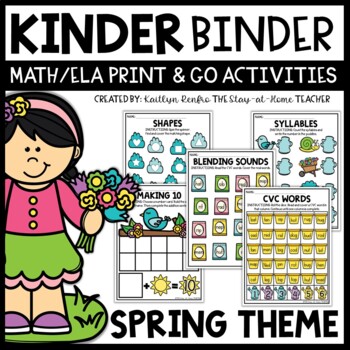 Preview of Spring Kindergarten Math and Literacy Binder Centers | Write and Wipe Practice