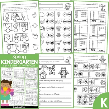 spring kindergarten math and literacy worksheets activities distance learning