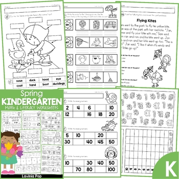 spring kindergarten math and literacy worksheets activities distance learning