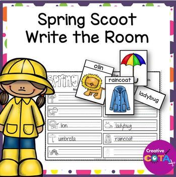 Preview of Occupational Therapy Spring Handwriting Center Activities Write the Room Scoot