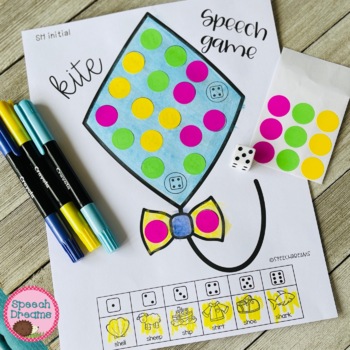 Preview of Spring Kite Speech Therapy Activity using Stickers