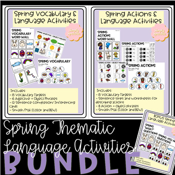Preview of Spring Language Activities for Speech Therapy BUNDLE