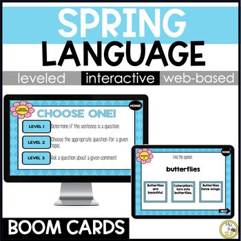 Preview of Spring Language Skill Builder Bundle - Digital Boom Cards & Interactive PDF