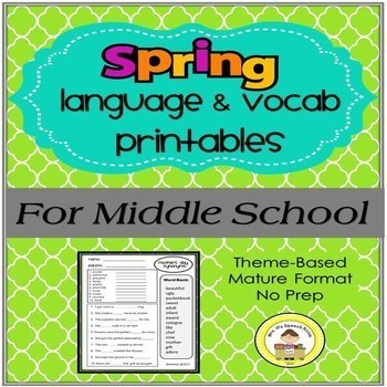 Preview of Middle School Speech Therapy Language Skills Spring Bundle