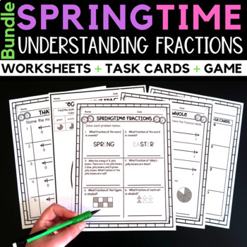 Preview of Spring Learning Fractions Worksheets