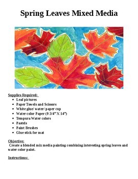 Preview of Art Project!  Create Your Own "SPRING LEAVES"   Multi-Media Project!