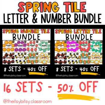 Preview of Spring Letter AND Number Tile Bundle 16 Sets for 50% Off!!